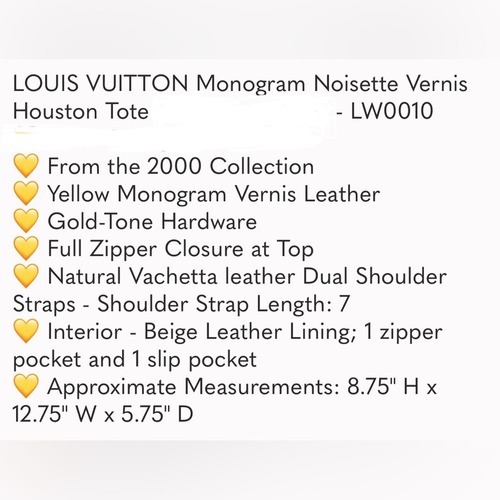 LOUIS VUITTON Vernis Houston Yellow/Gold Bag - Picture 16 of 16